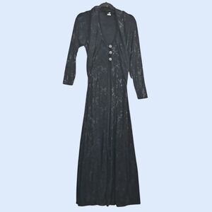 Vintage Helios Long Jacket Small Y2K Steampunk Goth Burnout Floral Witchy Slinky